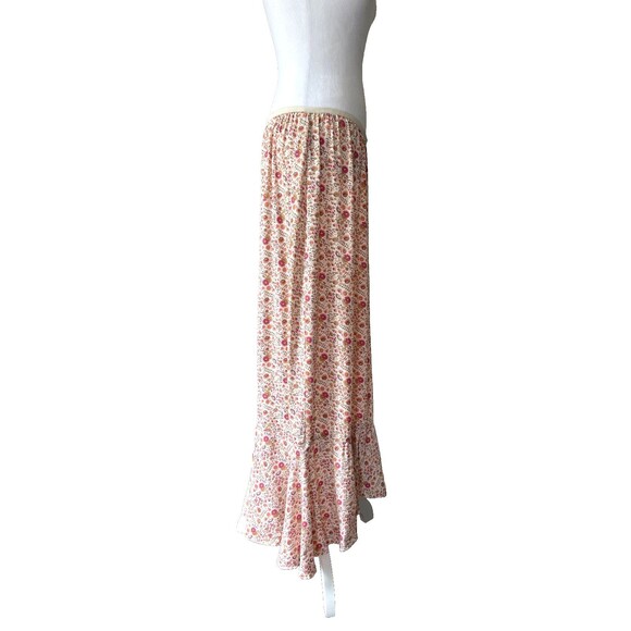 Vintage Y2K Fairy Maxi Skirt M Floral Prairie Cottage Boho Asymmetric Ruffle Hem - Picture 5 of 14